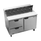 image of Beverage Air SPED48HC-12-2 48" Two Section Sandwich/Salad Prep Table w/ 2 Drawers & 1 Door, 12 Pans