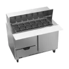 image of Beverage Air SPED48HC-18M-2 48" Mega Top Sandwich/Salad Prep Table w/ 2 Drawers & 1 Door, 18 Pans