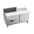 image of Beverage Air SPED60HC-08C-2 60" Two Section Sandwich/Salad Prep Table w/ 2 Drawers & 1 Door, 8 Pans