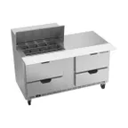 image of Beverage Air SPED60HC-12M-4 60" Mega Top Sandwich/Salad Prep Table w/ 4 Drawers, 12 Pans