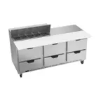 image of Beverage Air SPED72HC-10C-6 72" Three Section Sandwich/Salad Prep Table w/ 6 Drawers, 10 Pans