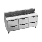 image of Beverage Air SPED72HC-18-6 72" Three Section Sandwich/Salad Prep Table w/ 6 Drawers, 18 Pans
