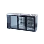 image of Spartan Refrig SGBBB-72 72" 3 Section Back Bar Cooler with Glass Door
