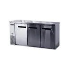 image of Spartan Refrig SSBB-72 72" 3 Section Back Bar Cooler with Solid Door