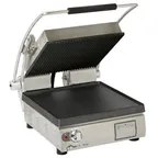 image of Star PST14IGT Single Cast Iron Sandwich Press Grill w/ Grooved & Smooth Plates, Manual Controls