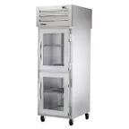 image of True STA1RPT-2HG-1S-HC 28" 1-Section Pass-Thru Refrigerator w/ Front 2 Glass Half & Rear Solid Full Door, Aluminum Interior-Stainless Floor