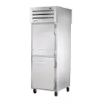 image of True STA1RPT-2HS-1S-HC 1-Section Pass-Thru Refrigerator w/ Front 2 Solid Half & Rear Solid Full Door, Aluminum Interior-Stainless Floor