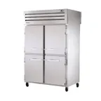 image of True STA2RPT-4HS-4HS 2-Section Pass-Thru Refrigerator w/ Front 4 Solid & Rear 4 Solid Half Doors, Aluminum Interior-Stainless Floor