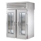 image of True STA2RRI-2G 68" Two Section Roll-In Refrigerator w/ 2 Glass Door, Stainless Steel Exterior-Aluminum Interior
