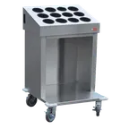 image of Steril-Sil CRT24-12RP Stainless Steel Tray & Silverware Cart w/ 12 Plastic Silverware Cylinders