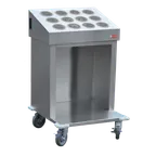 image of Steril-Sil CRT24-12SS Stainless Steel Tray & Silverware Cart w/ 12 Stainless Steel Silverware Cylinders