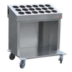 image of Steril-Sil CRT36-18RP Stainless Steel Tray & Silverware Cart w/ 18 Plastic Silverware Cylinders
