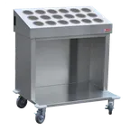 image of Steril-Sil CRT36-18SS Tray & Silverware Cart w/ 18 Stainless Steel Silverware Cylinders