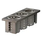 image of Steril-Sil E1-BS3OE-SS 1/2-Size Drop-In Silverware Basket, 3 Compartment, Stainless Steel