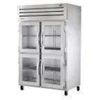 image of True STG2H-4HG 2-Section Reach-In Heated Holding Cabinet, 4 Glass Half Doors, 6 Chrome Shelves, Stainless Steel Front
