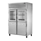 image of True STG2R-2HG/2HS-HC 52" 2-Section Reach-In Refrigerator w/ 2 Glass & 2 Solid Half Doors, Top Mount, Stainless Steel Front-Aluminum Sides