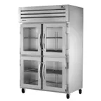 image of True STG2R-4HG-HC 52" 2-Section Reach-In Refrigerator w/ 4 Glass Half Doors, Top Mount, Stainless Steel Front-Aluminum Sides