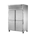 image of True STG2R-4HS-HC 52" 2-Section Reach-In Refrigerator w/ 4 Solid Half Doors, Top Mount, Stainless Steel Front-Aluminum Sides