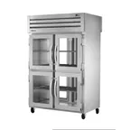 image of True STG2RPT-4HG-2G-HC 2-Section Pass-Thru Refrigerator w/ Front 4 Glass Half & Rear 2 Glass Full Doors, Stainless Steel Front-Aluminum Sides