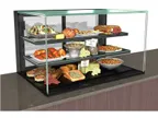 image of Structural Concepts NE7227RSV 72" Reveal® Full Service Refrigerated Slide In Counter Case, 2 Shelves, w/ Rear Sliding Doors, Glass Ends