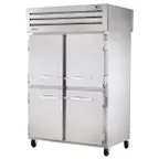 image of True STR2DT-4HS-HC 52" 2-Section Reach-In Refrigerator Freezer Combo w/ 4 Half Solid Doors, All Stainless Steel