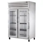 image of True STR2R-2G-HC 52" 2-Section Reach-In Refrigerator w/ 2 Glass Doors, Top Mount, Stainless Steel