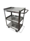 image of Steel Works SWCART-3S1624KD Stainless Steel 3-Shelf Utility / Bus Cart 