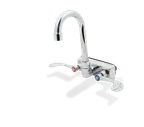 image of Steel Works SWFW-4-4GWRLL Faucet, Wall Mount, Gooseneck, 4" Center, 4" Spout