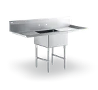 image of Steel Works SWS1C162012-24LR-318 64" One Compartment Sink, 16"W x 20"L Bowl With 2 Drainboards