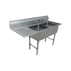 image of Steel Works SWS2C162012-18L-318 52" Two Compartment Sink, 16"W x 20"L Bowl With Left-Hand Drainboard