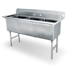 image of Steel Works SWS3C101410-318 35" Three Compartment Sink, 14"W x 10"L Bowl Without Drainboard