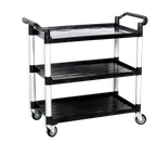 image of Steel Works SWT-2042 3-Tier Service Cart, 19.75" x 42.5" x 37.875"H, 350 lbs, Aluminum Tubing, Grey/Black