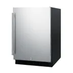 image of Summit AL54 24" Built-in Undercounter Refrigerator in Black, Stainless Steel Door, 4.8 cu. ft.