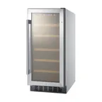 image of Summit ALWC15CSS 15" Glass Door Wine Refrigerator, Single Temperature, 23 Bottles