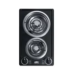 image of Summit CCE212BL 12" Electric Radiant Cooktop w/ (2) Spiral Burners, Manual Controls, Black Porcelain, 1.5 kW, 115v