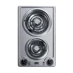 image of Summit CCE213SS 12" Electric Radiant Cooktop w/ (2) Spiral Burners, Manual Controls, Stainless Steel, 1.5 kW, 115v