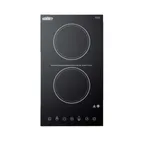 image of Summit CR2B15T1B 12" Electric Radiant Cooktop w/ (2) Burners, Black Ceramic Glass, Digital Controls, 2.4 kW, 115v