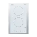 image of Summit CR2B15T2WTK15 15" Electric Radiant Cooktop w/ (2) Burners, White Ceramic Glass and Stainless Steel Frame, Digital Controls, 2.4 kW, 115v