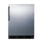 image of Accucold FF6BKBI7SSTB Stainless Steel Door Undercounter Refrigerator in Black, Towel Bar Handle, 5.5 cu. ft.