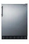 image of Summit FF708BL7SS 24" Undercounter Reach-In Refrigerator in Black, Stainless Steel Door, 5.1 cu. ft.