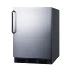 image of Summit FF7BKBISSTBADA 24" Built-in Undercounter Refrigerator in Black, Stainless Steel Door, Towel Bar Handle, ADA Compliant, 5.5 cu. ft.