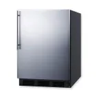 image of Summit FF7BKSSHVADA 24" Undercounter Refrigerator in Black, Stainless Steel Door, Thin Handle, ADA Compliant, 5.5 cu. ft.