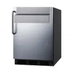 image of Summit FF7BKSSTBSR 24" Buit-in Undercounter Refrigerator in Black, Stainless Steel Door, 5.5 cu. ft.