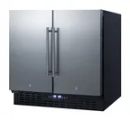 image of Summit FFRF36 36" Built-in or Freestanding Refrigerator Freezer in Black, Stainless Steel Doors, 5.8 cu. ft.