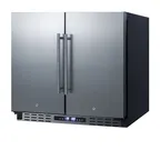 image of Summit FFRF36ADA 36" Built-in or Freestanding Refrigerator Freezer in Black, Stainless Steel Doors, ADA Compliant, 5.8 cu. ft.