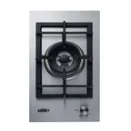 image of Summit GCJ1SS 12" Built-In Gas Cooktop/Hotplate with (1) Burner, Stainless Steel Surface, 15.000 BTU