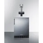 image of Summit SBC7BRSFLTWADA Built-In Kegerator, 24" Black Cabinet, 5.8 cu.ft, Dual Taps, Reversible, R600a