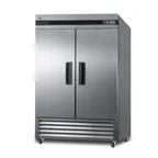 image of Summit SCFF497 56" Two Section Solid Door Reach-In Freezer, All Stainless Steel, 49 cu. ft.