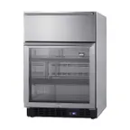 image of Summit SCR615TDCSS 24" Built-in Glass Door Undercounter Refrigerator in Stainless Steel, w/ 1 Drawer, 4.8 cu. ft.