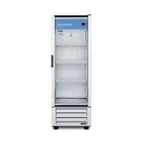 image of Summit SCR801G 21" Merchandiser Refrigerator w/ Hinged Glass Door, White, 7.56 cu. ft.